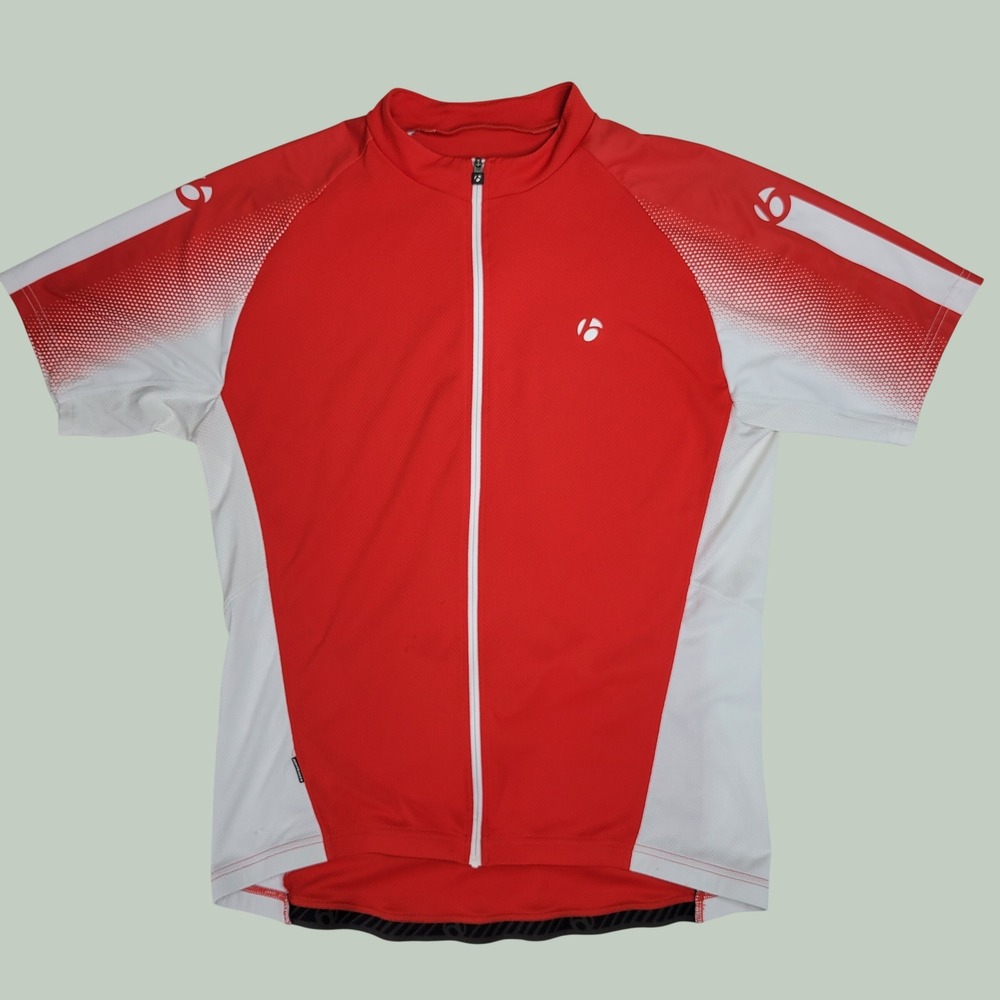Bontrager Mens XL Cycling Jersey Red White Full Zip Short Sleeve Bike Shirt
